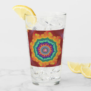 Färgfläckad, Orange och Grönt Fractal Glaskopp