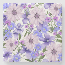 Färgfläckad pastel Cute Lavender Daisy Fern Mönste Stenunderlägg
