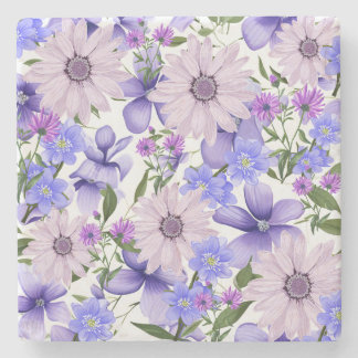 Färgfläckad pastel Cute Lavender Daisy Fern Mönste Stenunderlägg