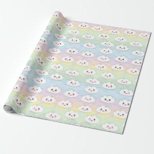 Färgfläckad pastel Vågar Kawaii Clouds Mönster Presentpapper