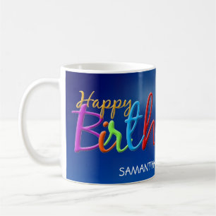 Färgfläckad Personlig Grattis på födelsedagen- Kaffemugg