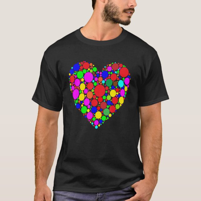 Färgfläckad polka Dot Heart Internationell Dot Day T Shirt (Framsida)