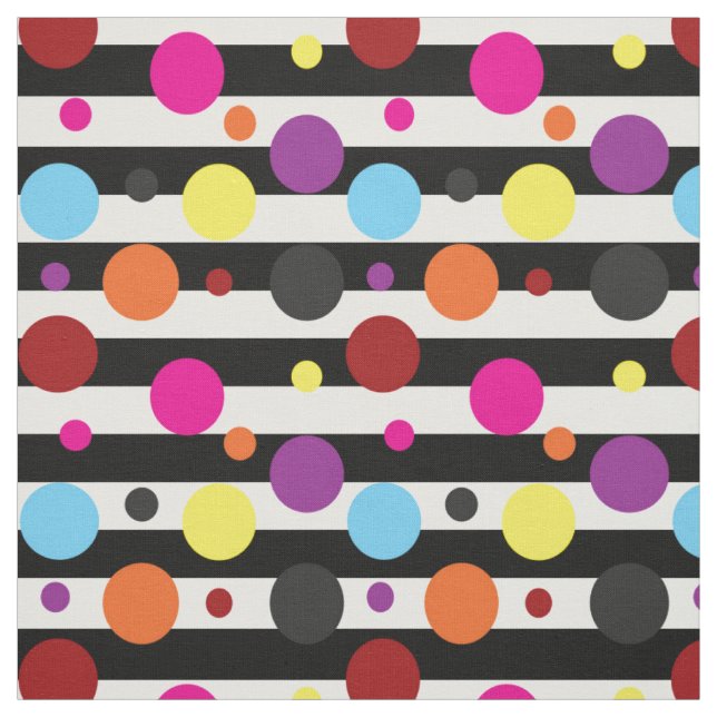 Färgfläckad Polka dots Svartvit Rand Tyg (Provkarta)