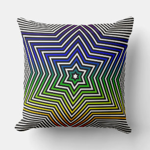 Färgfläckad regnbåge, ljusröd Gult blå Grönt Kudde