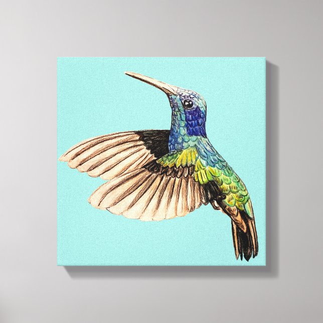 Färgfläckad ruttfärgad tonad Realistic Hummingbird Canvastryck (Framsida)