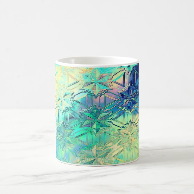 Färgfläckad söt snöflingor av rostat glas kaffemugg (Center)