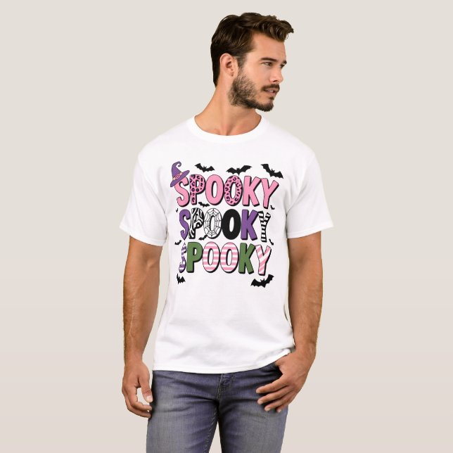 Färgfläckad taloky Halloween Cute Witch Hat & Flad T Shirt (Hel framsida)