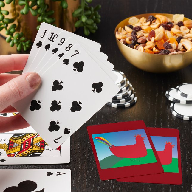 Färgfläckad Tupp med Rainbow Svan på Backe Casinokort (Skapare uppladdad)