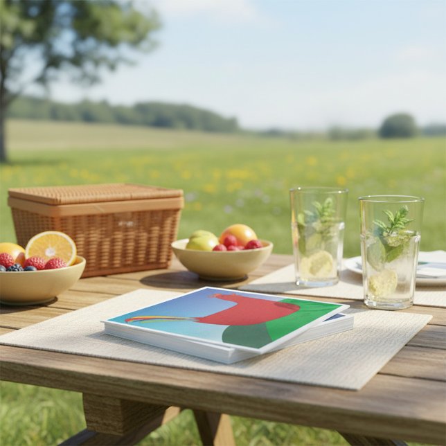 Färgfläckad Tupp med Rainbow Svan på Backe Pappersservett (Skapare uppladdad)