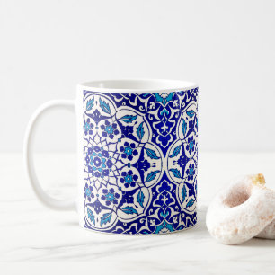 Färgfläckad turkisk ottoman Iznik Blue White Tile Kaffemugg