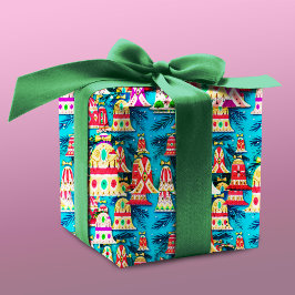 Färgfläckad vintage klockor Julblått Presentpapper