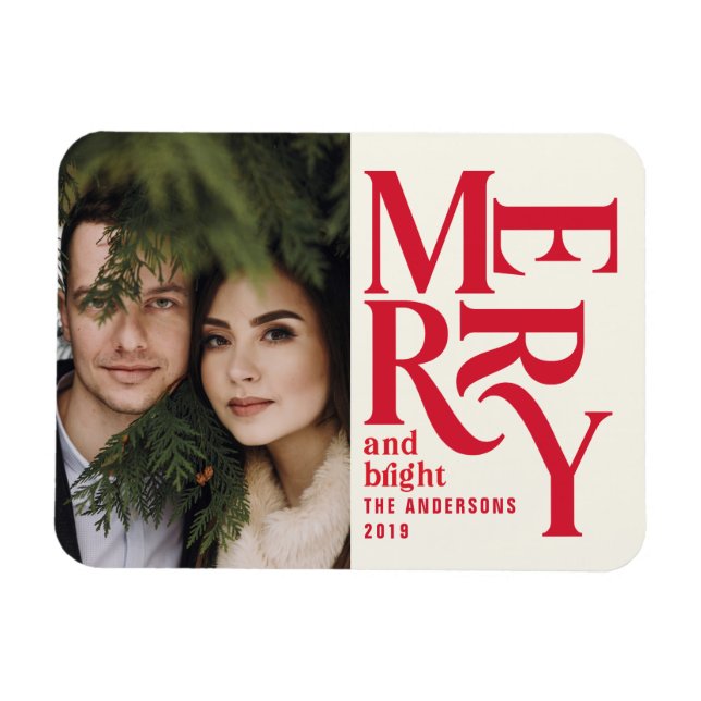 Färgfläckad vintage - merry chritsmas-meddelande magnet (Horisontell)