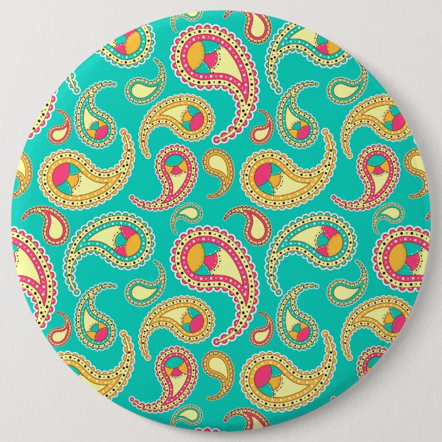 Färgfläckad vintage paisley mönster knapp (Framsida)