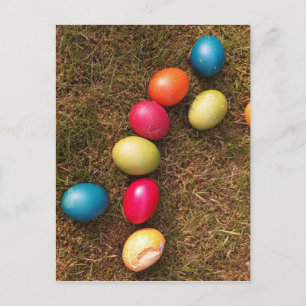 Färgfläckade ägg i Garden, Påskägg Helg Vykort
