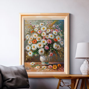 Färgfläckade Daisy i Gouache Poster