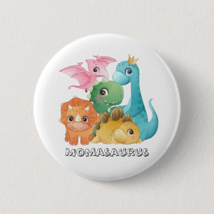 Färgfläckade dinosaurier Baby Shower Momasaurs Knapp