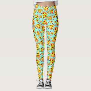 Färgfläckade Emoji Food Pepperoni Pizza Slices try Leggings