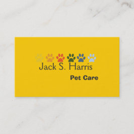 Färgfläckade Tass avtryck med Tassar Djuromsorgare Visitkort