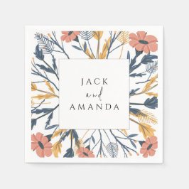 Färgfläckande Blommigt Bröllop Napkins Pappersservett