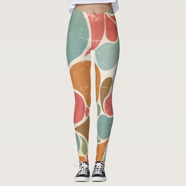 Färgfläckar: Abstrakt Retro Mönster. Leggings (Framsida)