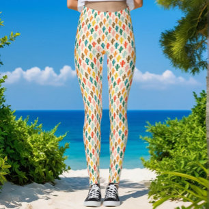 Färgfläckar av Cacti Silhouettes Mönster Leggings
