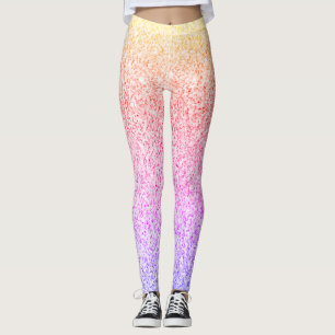 Färgfläckar av orange ro rosa faux sparkles leggings