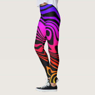 Färgfläckar av svart Rand, Vågigt Leggings