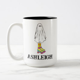 Färgfläckar av typen Cute Halloween Ghost med rull Två-Tonad Mugg