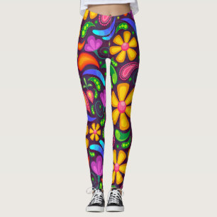 Färgfläckar av vår blommor leggings