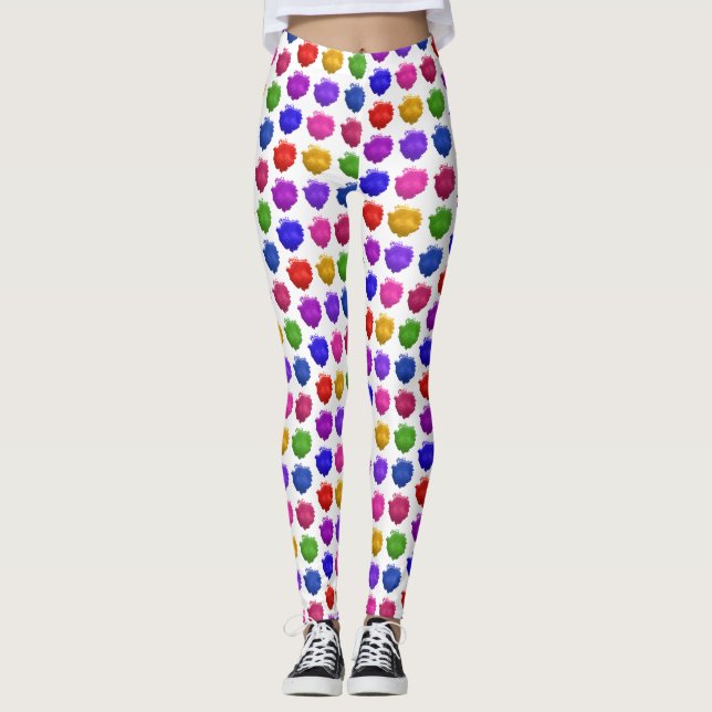 Färgfläckar eller droppar i färgade vattenfärger leggings (Framsida)