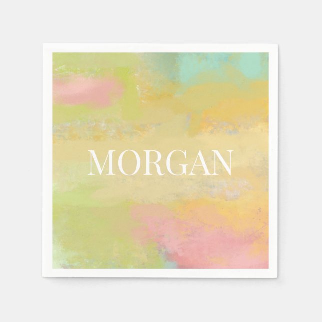 Färgfläckar Färg Blocks Anpassningsbar Party Pappersservett (Framsidan)