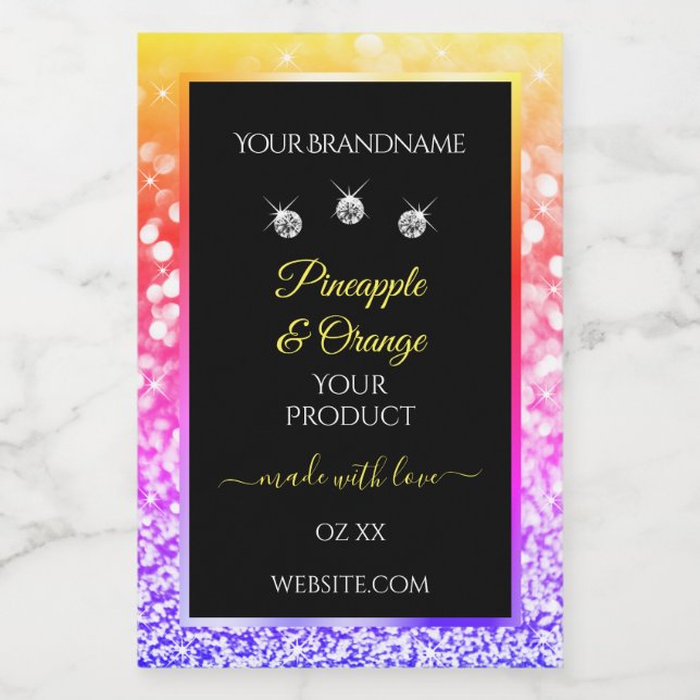 Färgfläckar för regnbåge Glitter och svarta produk Mat Etikett (Singel etikett)