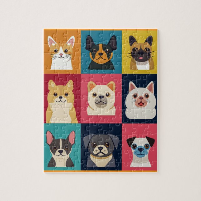 Färgfläckar för Tecknad hund Pussel (Vertikal)