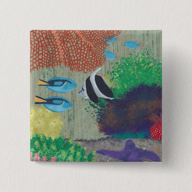 Färgfläckar för tropisk fisk på knappar (Framsida)