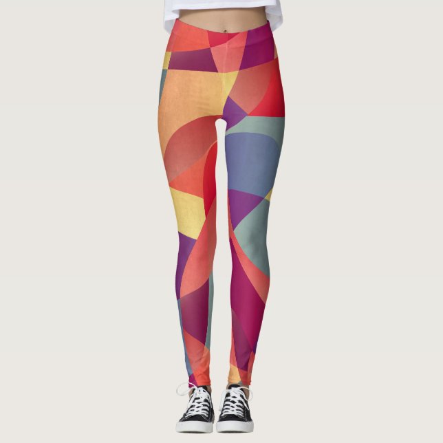 Färgfläckar: Geometric Triangles - bakgrund Leggings (Framsida)