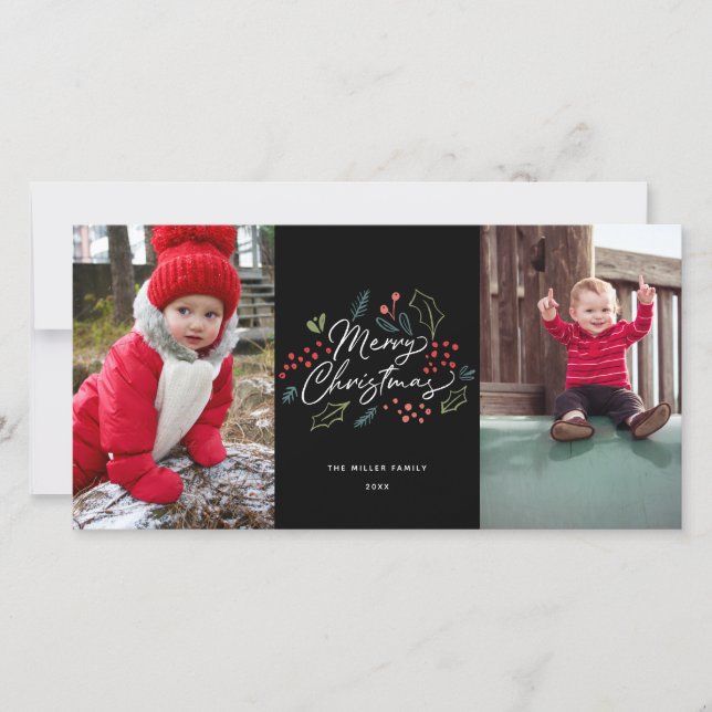 Färgfläckar God jul 2 Photo Black Julkort (Framsida)