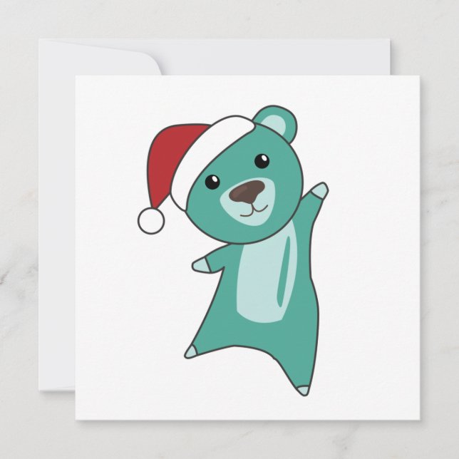 Färgfläckar God jul vinterdjur Bear Inbjudningar (Framsida)