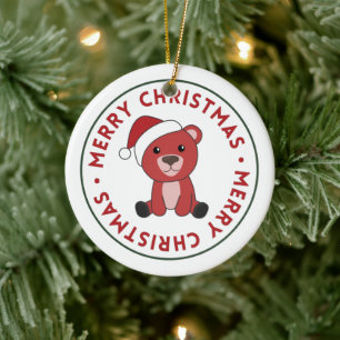 Färgfläckar God jul vinterdjur Bear Julgransprydnad Keramik