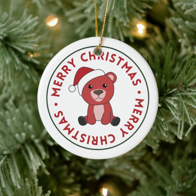 Färgfläckar God jul vinterdjur Bear Julgransprydnad Keramik (Träd)