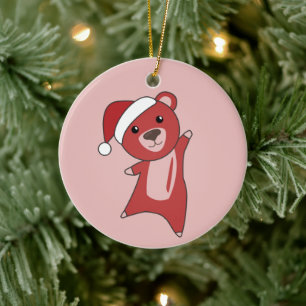 Färgfläckar God jul vinterdjur Bear Julgransprydnad Keramik