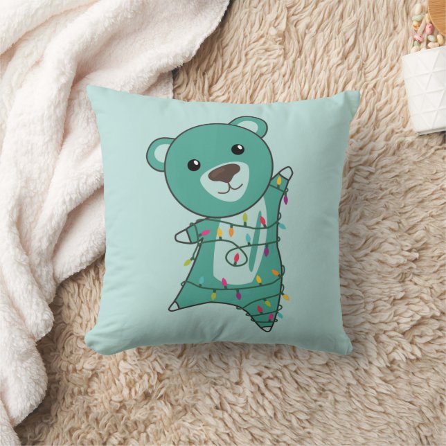 Färgfläckar God jul vinterdjur Bear Kudde (Filt)