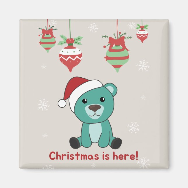 Färgfläckar God jul vinterdjur Bear Magnet (Framsidan)