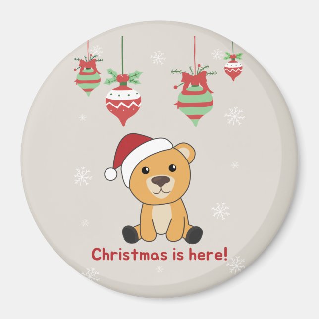 Färgfläckar God jul vinterdjur Bear Magnet (Framsidan)