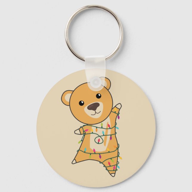 Färgfläckar God jul vinterdjur Bear Nyckelring (Framsida)