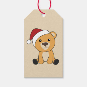 Färgfläckar God jul vinterdjur Bear Presentetikett