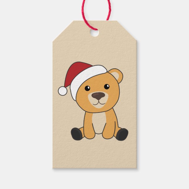 Färgfläckar God jul vinterdjur Bear Presentetikett (Framsidan)