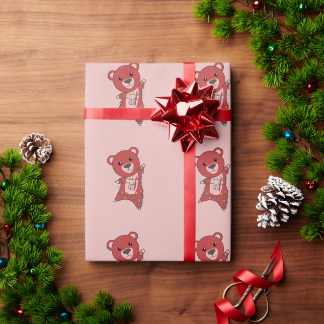 Färgfläckar God jul vinterdjur Bear Presentpapper (Julgåva)