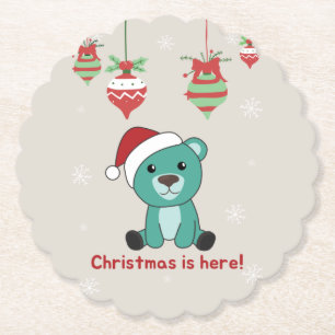 Färgfläckar God jul vinterdjur Bear Underlägg Papper