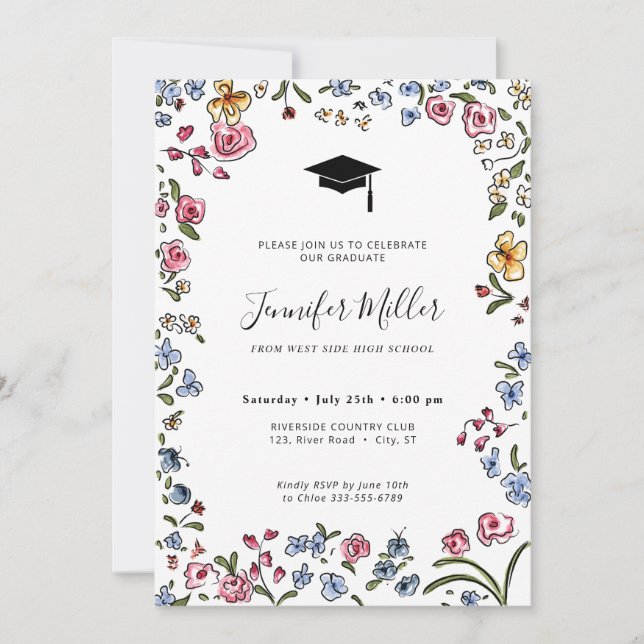 Färgfläckar hand plockade Studentfest Foto Julkort (Framsida)