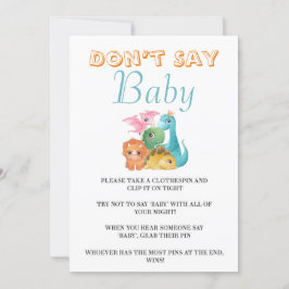 Färgfläckar i cute Dinosaurs säger inte Baby-kort